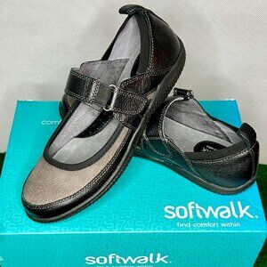 Soft Walk, Size 6, Haddley Mary Jane flats, S1606-028 Black/Gray